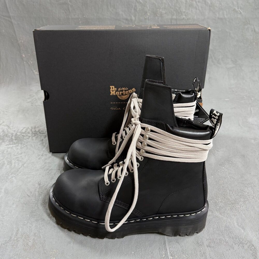 NIB Rick Owens x Dr. Martens Quad Sole Steel Toe Boots Men's US 11, UK 10 NEW